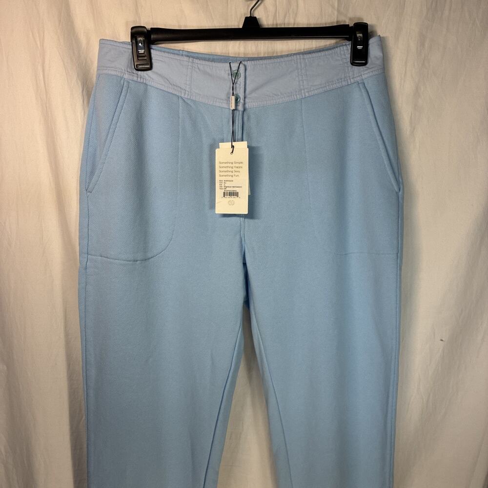 Something Navy XL Bridget Button Waist Sweatpants Sky Blue With Pockets MSRP $95